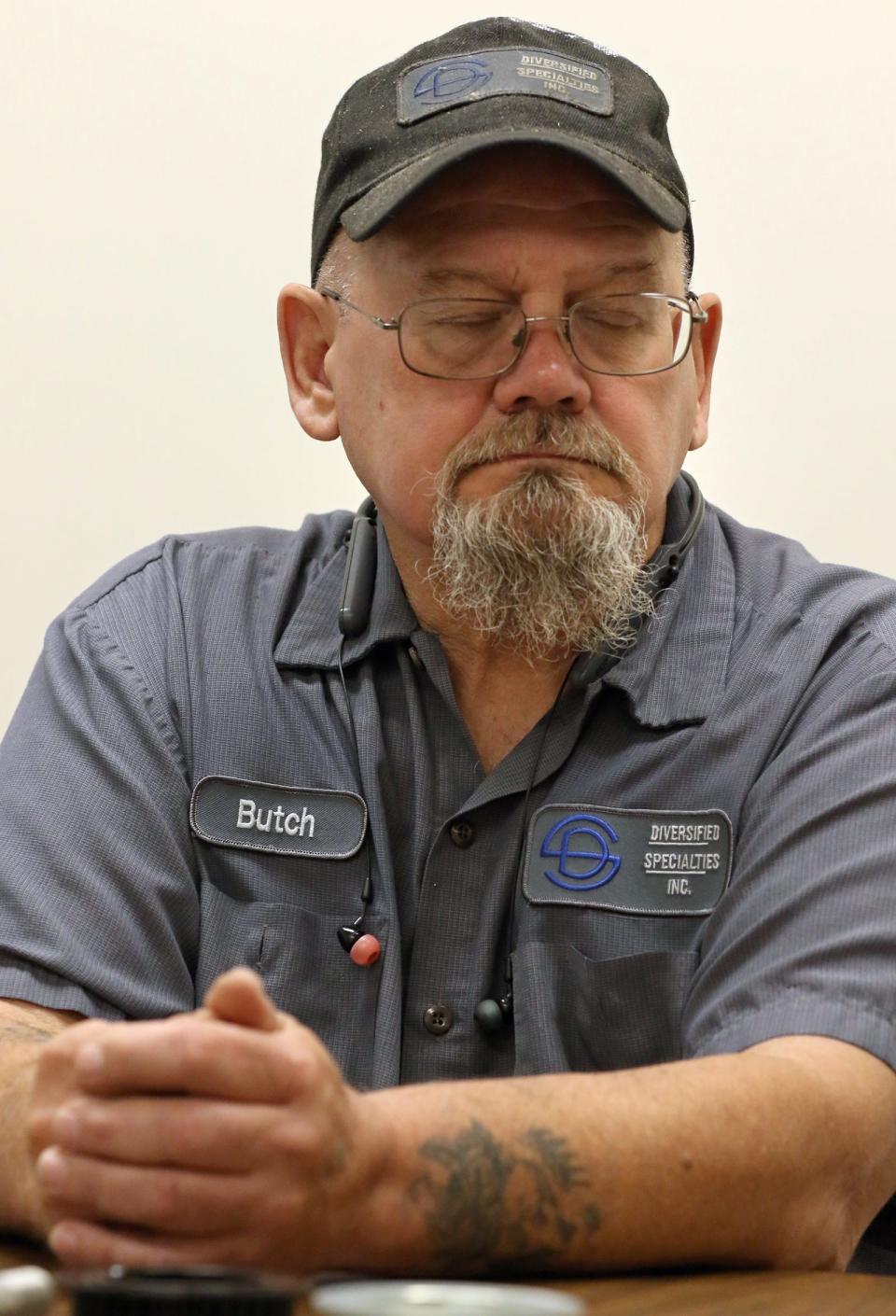 Arthur “Butch” Davis pauses as he speaks with Gazette reporter Kara Fohner in June 2022 at a manufacturing facility in Belmont where he works. Davis spent more than 40 years in prison for murder, and now wants to help others avoid the same path he took as a 19-year-old.