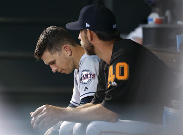 Giants catcher Buster Posey hits a genuinely impossible-looking