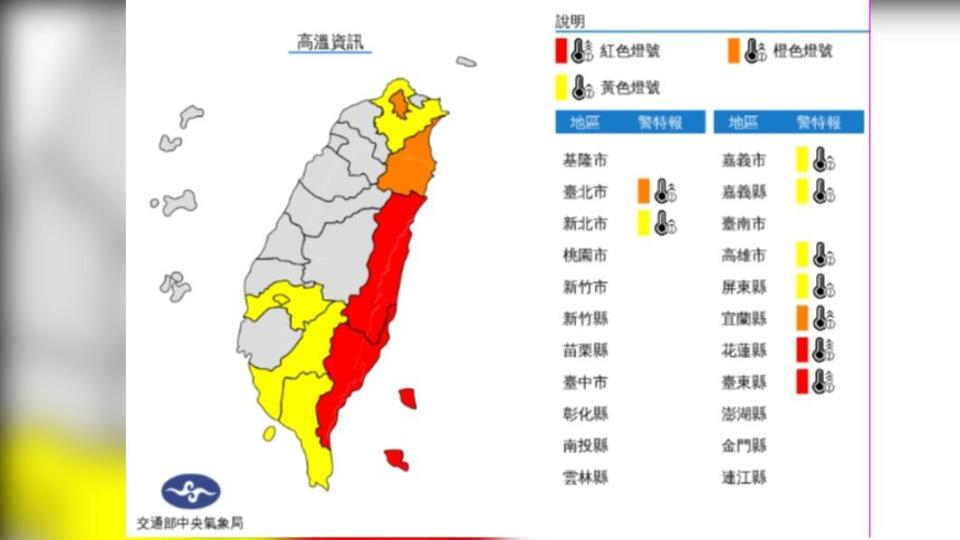 高溫資訊。（圖／中央氣象局）