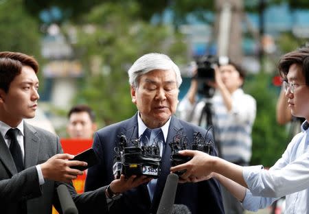 Korean Air Lines Chairman Cho Yang-ho arrives at a prosecutor's office in Seoul, South Korea, June 28, 2018. REUTERS/Kim Hong-Ji