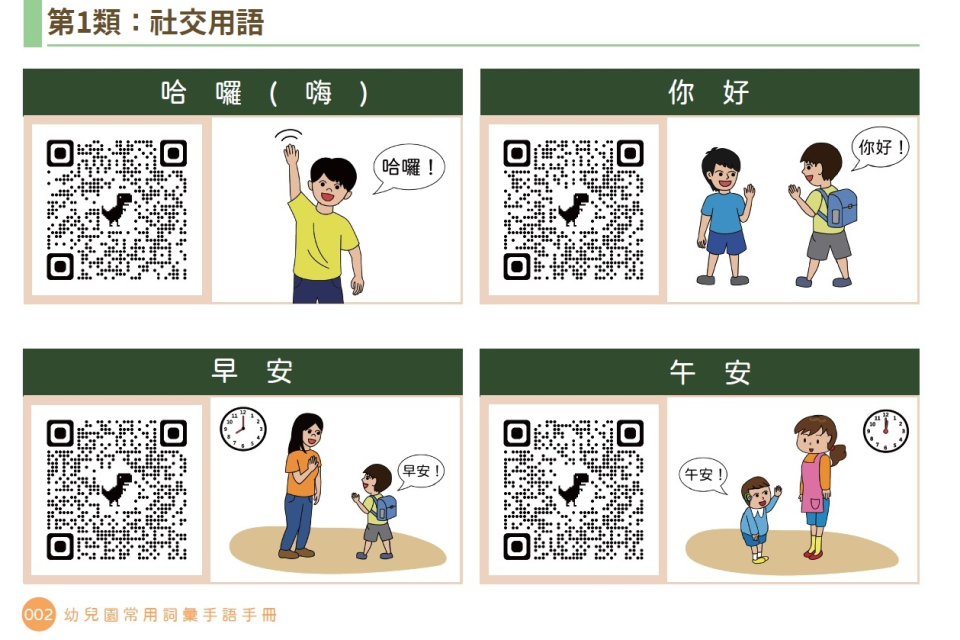 內頁詞彙皆附上QRcode，可連結觀看手語老師的示範