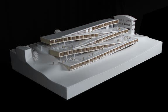A model of the planned hotel.