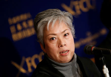 Noriko Matsumoto who fled with her children from Japan's Fukushima prefecture after the nuclear disaster, speaks during a news conference in Tokyo, Japan, January 17, 2017. REUTERS/Kim Kyung-Hoon