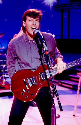 <p>Ron Wolfson/WireImage</p> Jack Wagner performing on 'American Bandstand.'