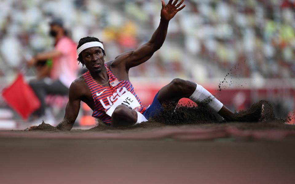 USA's Will Claye lies in second early on in the Triple Jump - GETTY IMAGES