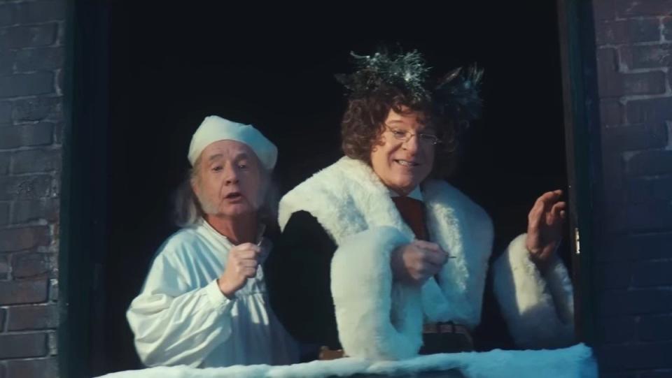 Martin Short as Scrooge and Steve Martin as the Ghost of Christmas Past in a Christmas Carol sketch on Saturday Night Live