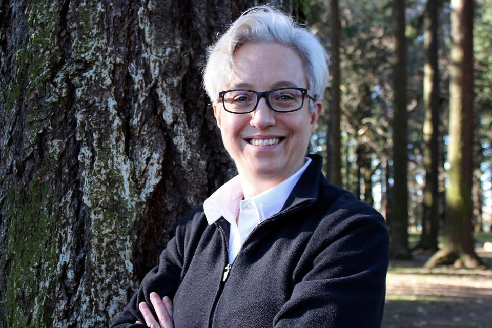 Former Oregon House Speaker Tina Kotek, who is running for governor, poses for photos in Columbia Park in Portland, Ore., on . The May 17 primary will determine whether Kotek will be the Democrats' standard-bearer for governor, it's also another U.S. test of which wing of the Democratic party is ascendant - progressives or moderates Election 2020 Oregon Governor, Portland, United States - 18 Feb 2022