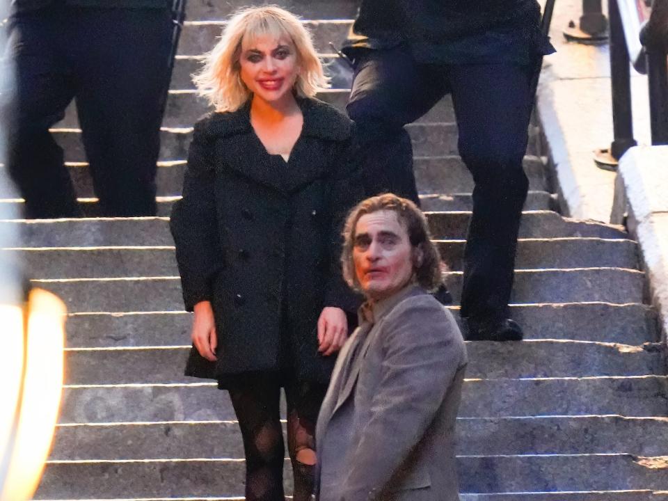 Lady Gaga and Joaquin Phoenix on the set of "Joker: Folie à Deux"