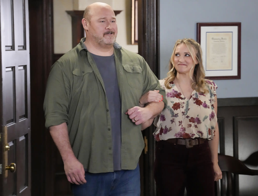 Will Sasso and Emily Osment in 'Young Sheldon' Season 7<p>Robert Voets/CBS</p>