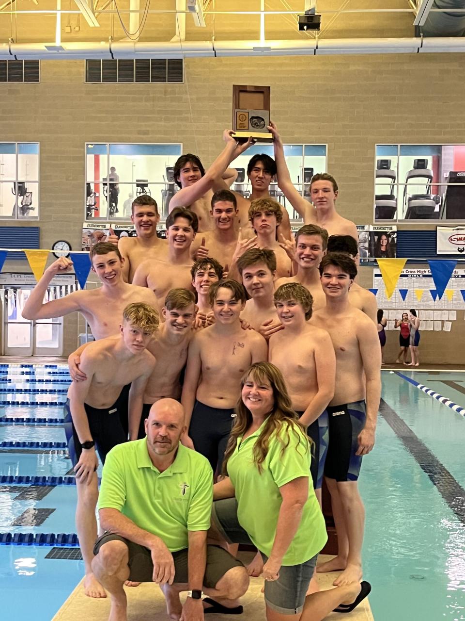 Syracuse’s High School’s boys swimming team on the Region 1 championship at the South Davis Rec Center on Saturday. | Provided by Syracuse