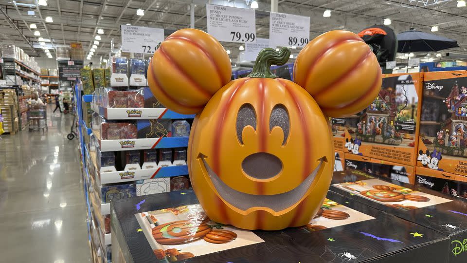 A Halloween decoration made by Disney sits on display for shoppers in a Costco warehouse on July 28 in Sheridan, Colorado. - David Zalubowski/AP