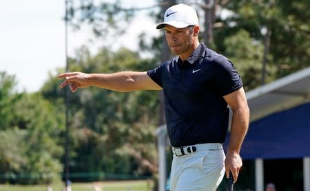 Mar 24, 2019; Palm Harbor, FL, USA; Paul Casey reacts after putting on the fourth green during the final round of the Valspar Championship golf tournament at Innisbrook Resort - Copperhead Course. Mandatory Credit: Jasen Vinlove-USA TODAY Sports