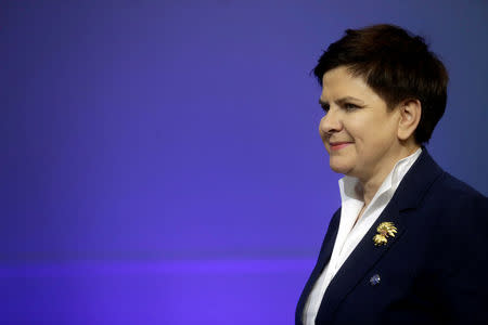 Poland's Prime Minister Beata Szydlo arrives to the meeting of heads of government Central and Eastern European countries and China in Riga, Latvia, November 5, 2016. REUTERS/Ints Kalnins