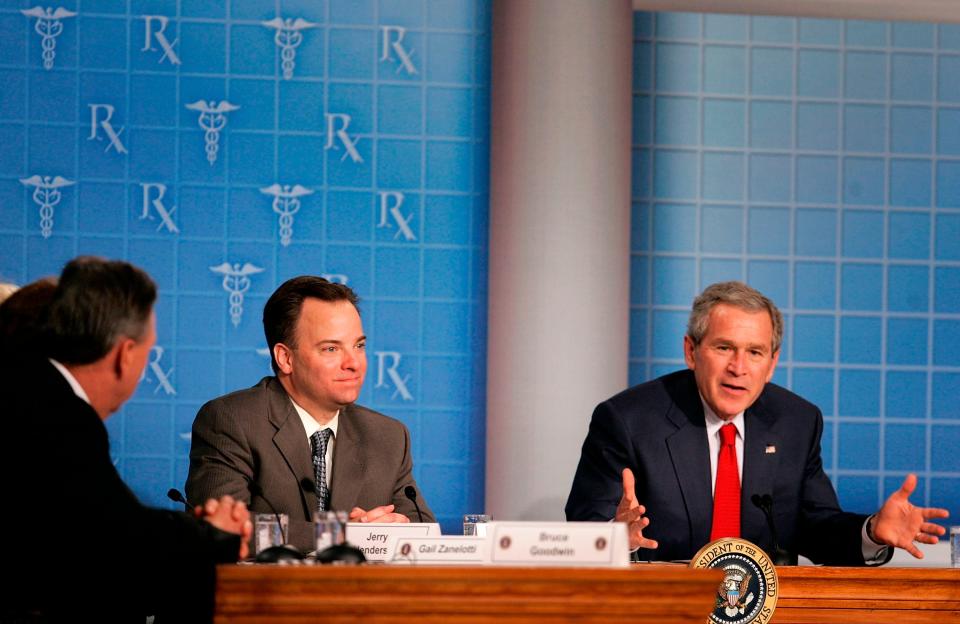 Former Food and Drug Administration Commissioner Mark McClellan is shown with former President George W. Bush in 2006.