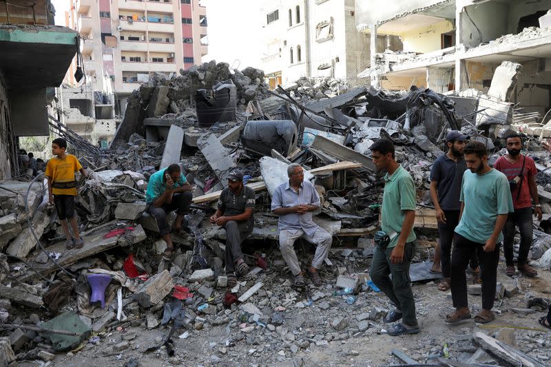 FILE PHOTO: Aftermath of Israeli strikes at the area where Israeli hostages were rescued on Saturday, in Nuseirat refugee camp