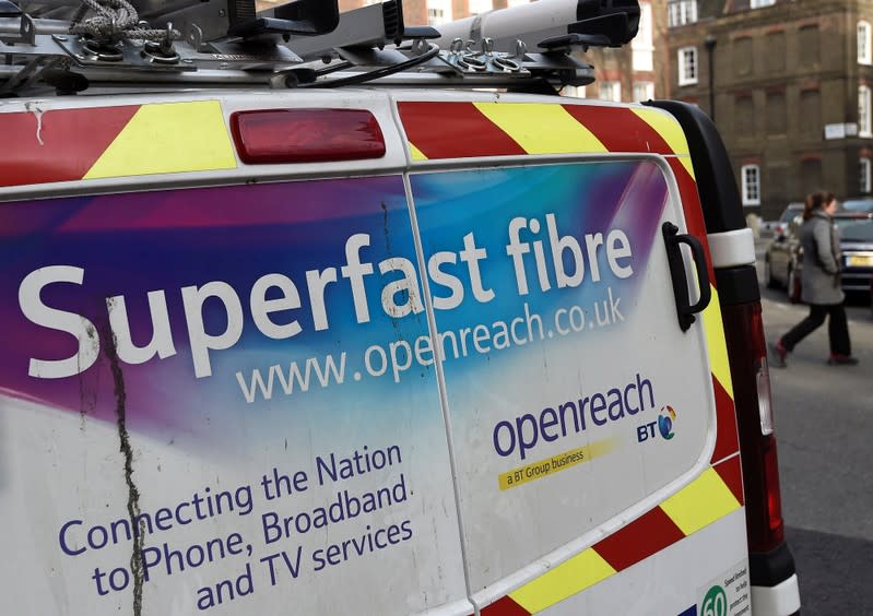 FILE PHOTO: A BT Openreach van is seen parked in central London