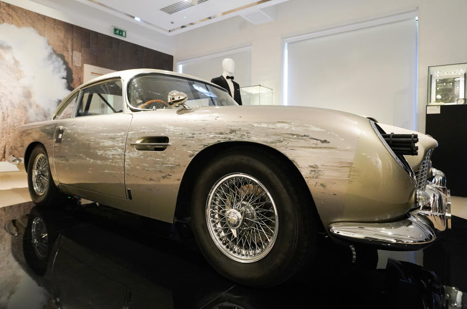 This Aston Martin DB5 stunt car is predicted to raise £1.5-2m for The Prince's Trust and The Prince of Wales's Charitable Fund at the 60 Years of James Bond auction. (Max Earey)