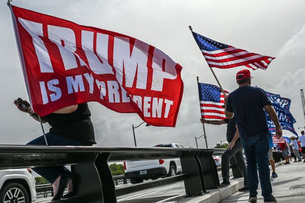 Supporters of former President Donald Trump gather near his residence at Mar-A-Lago in Palm Beach, Florida, after the property was searched by the FBI. (Photo: GIORGIO VIERA via Getty Images)