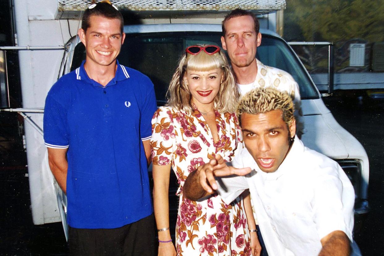 Adrian Young, Gwen Stefani, Eric Stefani and Tony Kanal of No Doubt (Photo by Jeff Kravitz/FilmMagic)