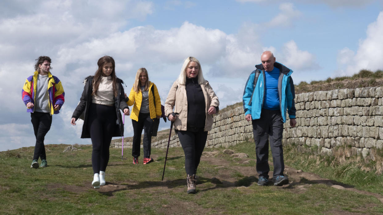 Programme Name: Take a Hike - TX: n/a - Episode: Take a Hike - ep6 - Northumberland (No. 6) - Picture Shows: (l-r) Angus, Jasmine, Teresa, Stephanie and Paul  - (C) Cardiff Productions - Photographer: Dewi Evans