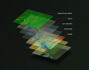 Acres includes 10+ layers of land data to help users quickly analyze selected parcels.