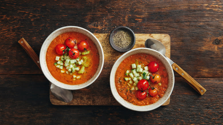 two cups of gazpacho