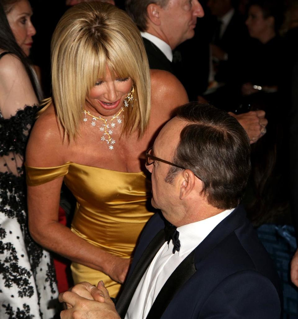 Actors Suzanne Somers, left, and Kevin Spacey attend the Wallis Annenberg Center for the Performing Arts Inaugural Gala on Thursday, Oct. 17, 2013, in Beverly Hills, Calif. (Photo by Brian Dowling/Invision/AP)