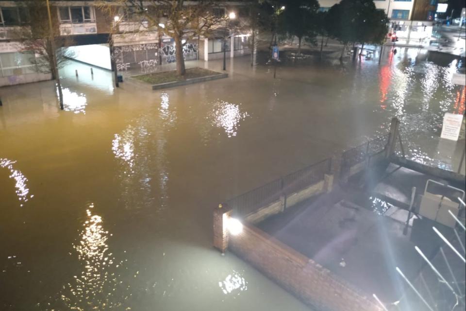 The burst water main on Eltham Road on Friday morning (LFB)