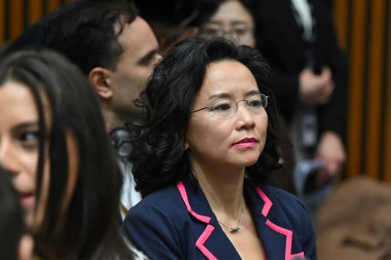 Australian journalist Cheng Lei observes a signing ceremony by China's Premier Li Qiang and Australia's Prime Minister Anthony Albanese at the Australian Parliament House in Canberra in Canberra (LUKAS COCH)