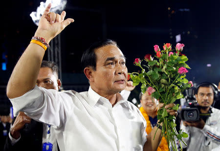 Thailand's Prime Minister Prayut Chan-o-cha attends the Palang Pracharath Party's party campaign rally in central Bangkok, Thailand, March 22, 2019. REUTERS/Soe Zeya Tun