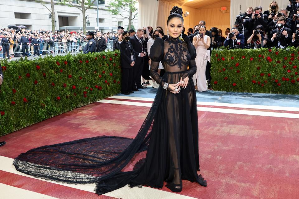 Vanessa Hudgens was giving dark academia at the 2022 Met Gala on May 2, 2022.