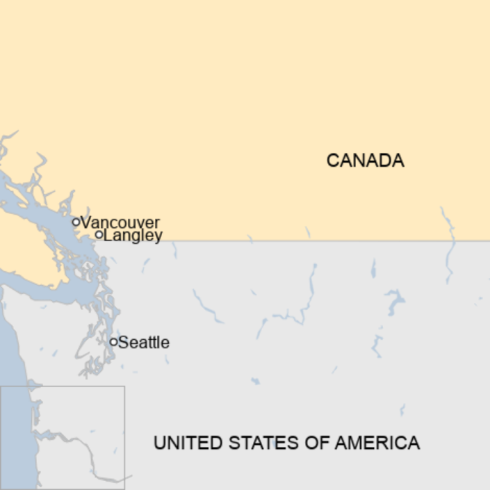 Map: Langley, British Columbia in Canada