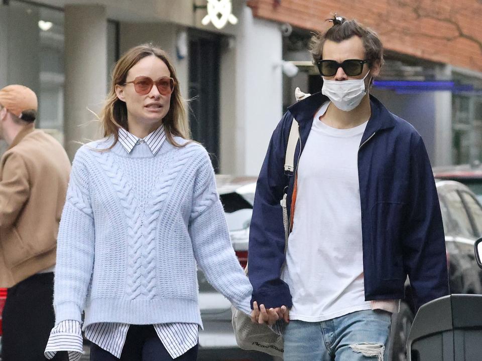 Harry Styles and Olivia Wilde are seen in Soho on March 15, 2022 in London, England