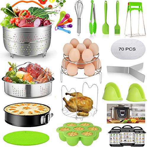 Mibote 93 Pcs Accessories Set for Instant Pot 5,6,8 Qt, 2 Steamer Baskets, Springform Pan, Egg…