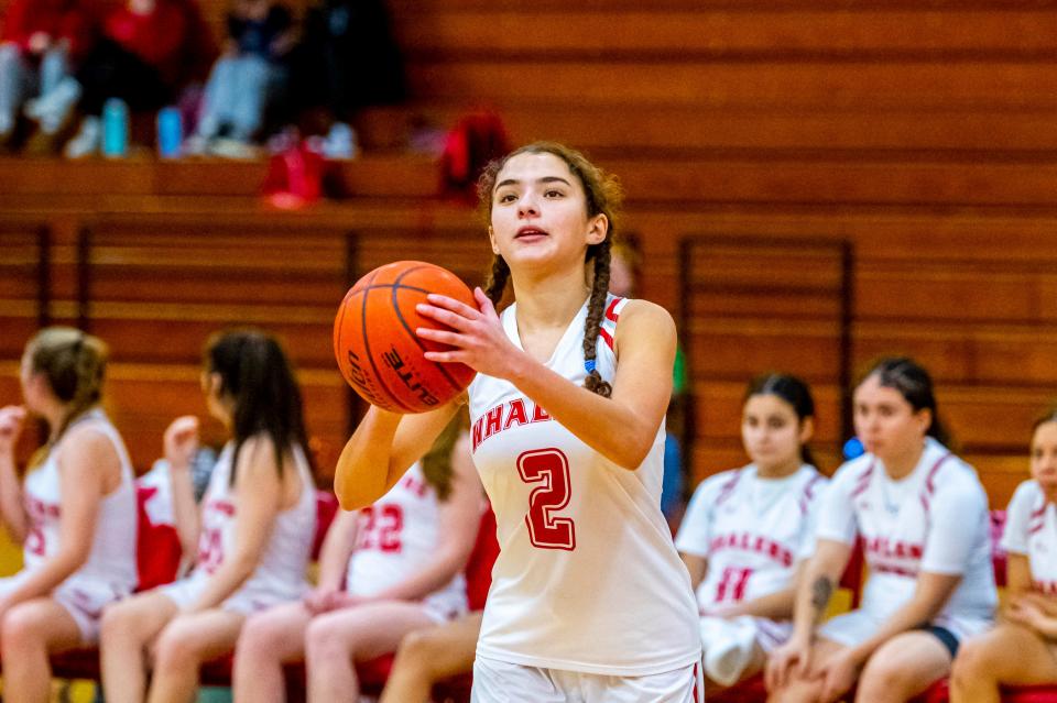 New Bedford's Tatum Reis gets a good look at the basket.