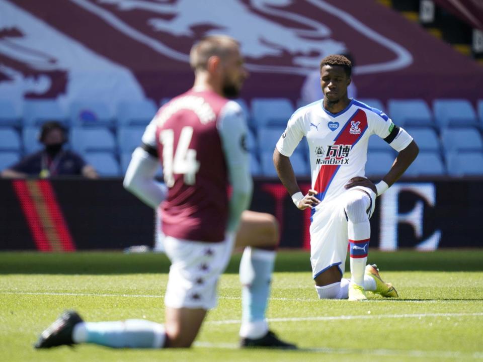 Wilfried Zaha was subjected to racial abuse before Crystal Palace's game against Aston Villa: EPA