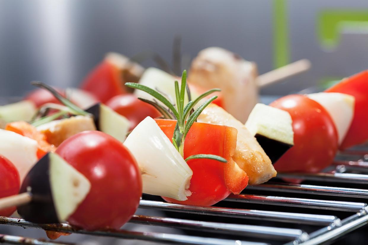 closeup of a tasty vegetarian shashlik