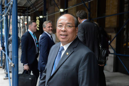 Myanmar's national security advisor Thaung Tun departs from a meeting to discuss the Rohingya situation during the United Nations General Assembly in New York City, U.S. September 18, 2017. REUTERS/Stephanie Keith/File Photo