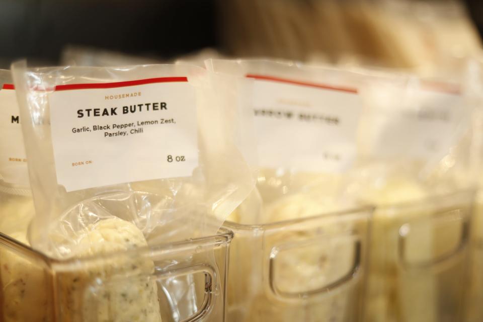 Steak butter, along with other butters, are available at the newly opened Buster’s Butcher, at 199 S. Highland St. in Memphis, Tenn., on Aug. 18, 2023.