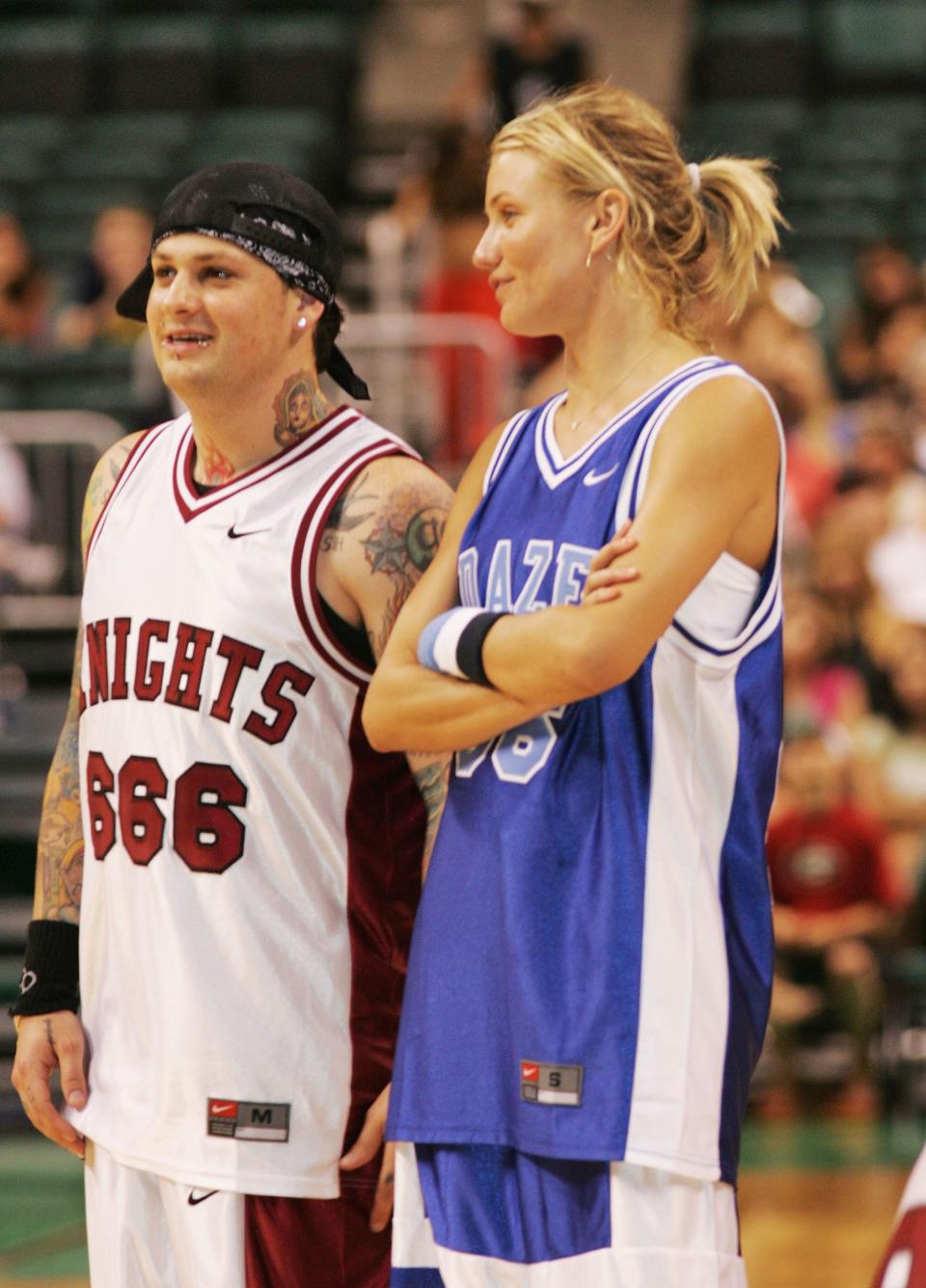 Cameron Diaz and husband, Benji Madden look amazing in basketball outfits as they are ready for the game