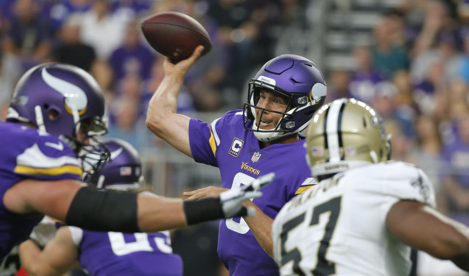 Sam Bradford had a very good game in the Vikings' season opener on Monday night. (AP)