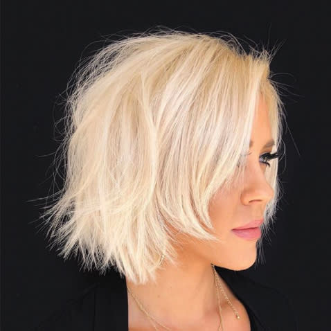 <p>You don't need to have natural curls or heat-styled waves to rock a textured bob. Add some styling moose and a few beachy waves, and voila! You've got yourself a cute 'do.</p>