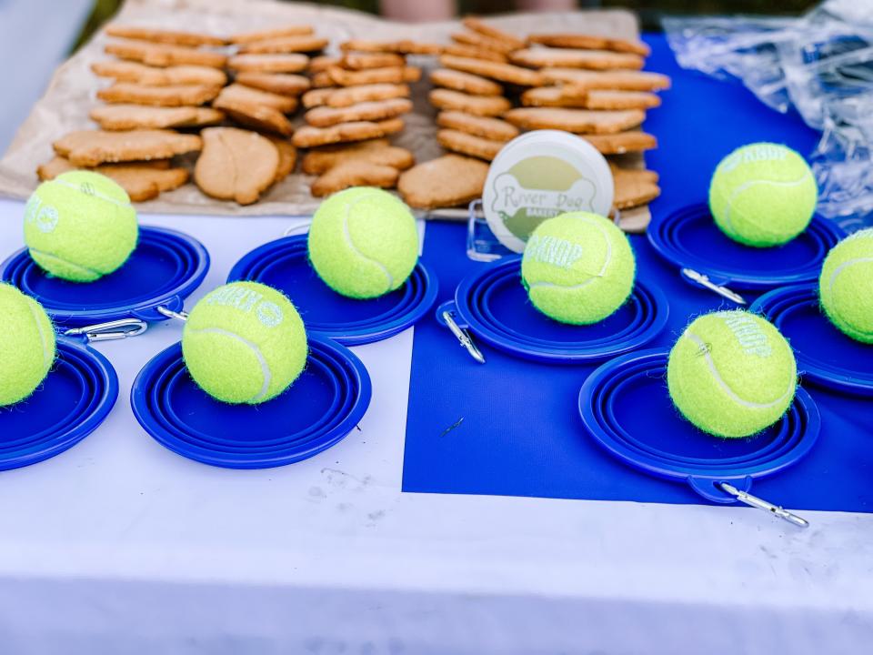 Dog treats and toys at the Beverly Dog Park ribbon cutting on June 29, 2022.