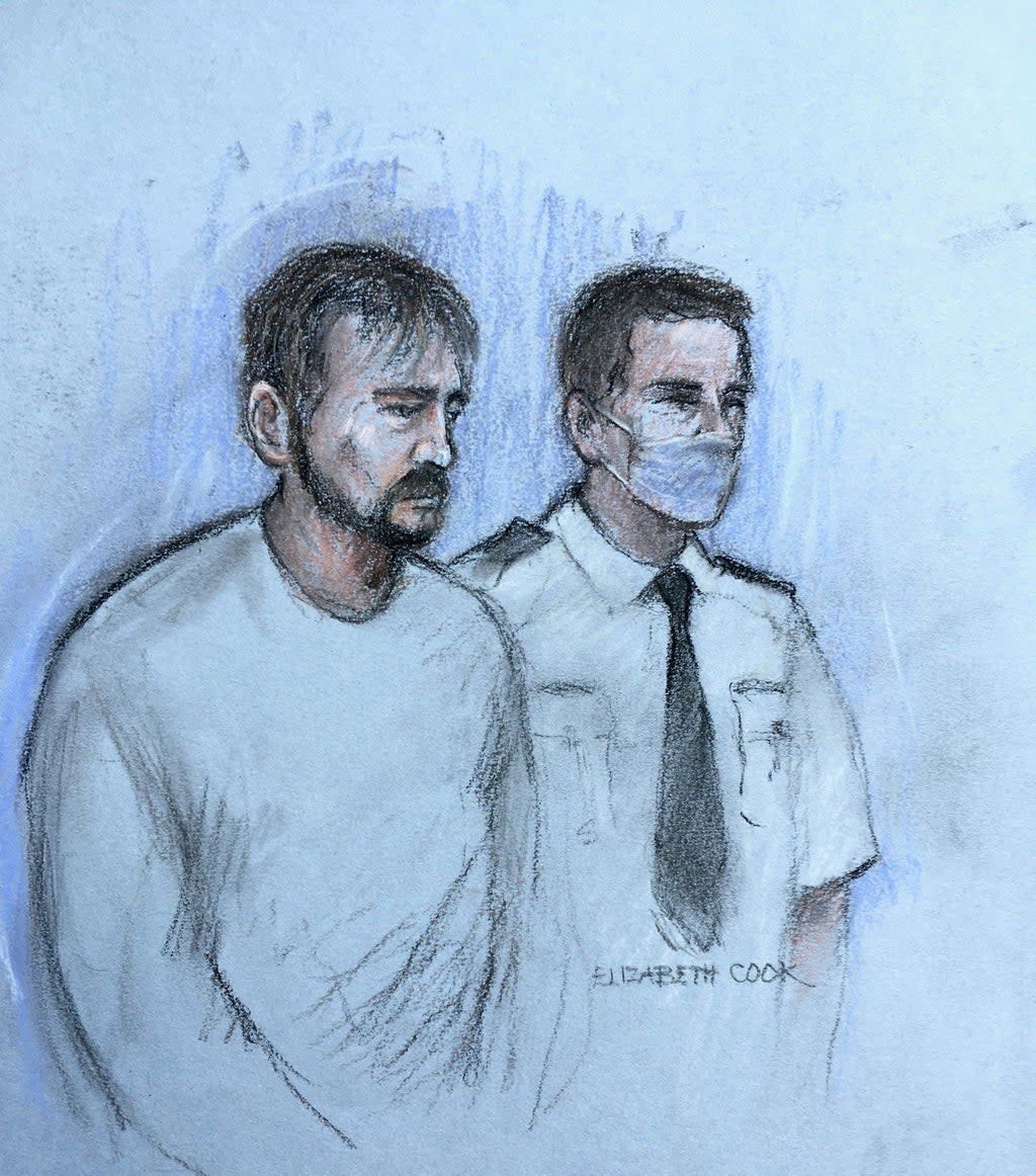 Court artist sketch of Collin Reeves (Elizabeth Cook/PA) (PA Wire)