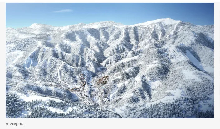 A rendering of the mountain region that is hosting the skiing competitions at the 2022 Winter Olympic Games. (Beijing Organizing Committee)