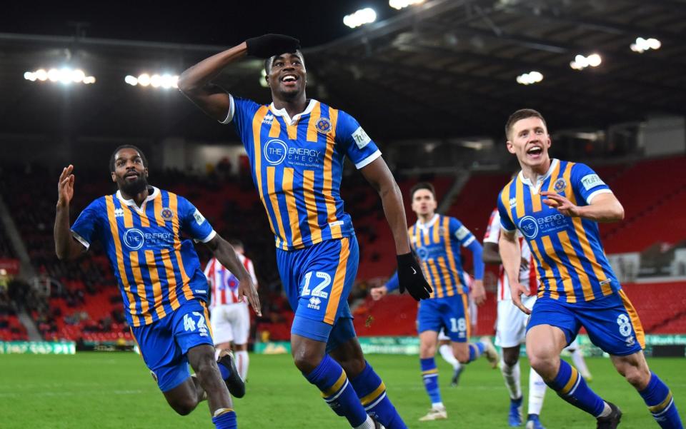 Shrewsbury celebrate their dramatic comeback - Getty Images Europe