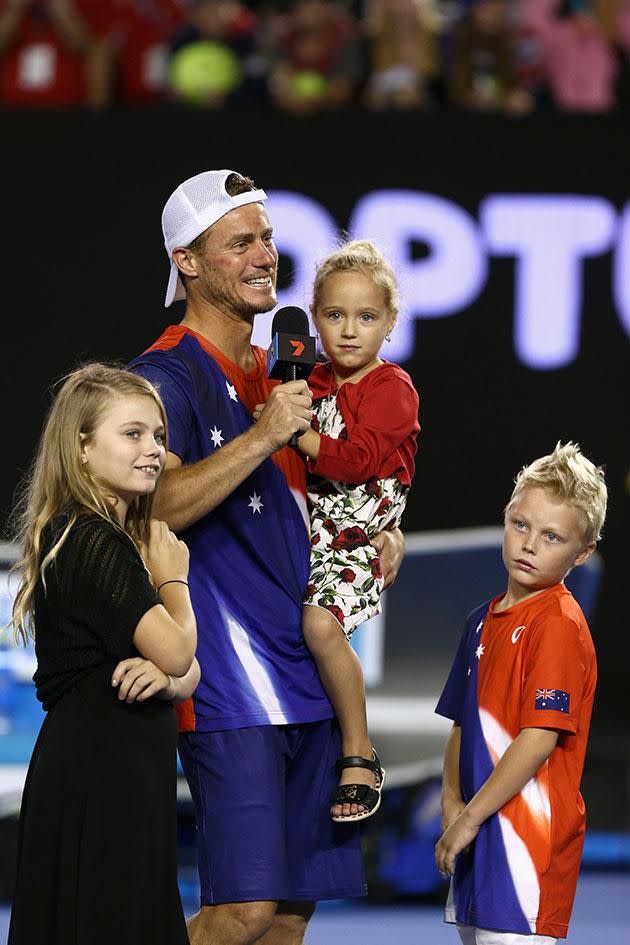 Lleyton with his children. Source: Getty Images.