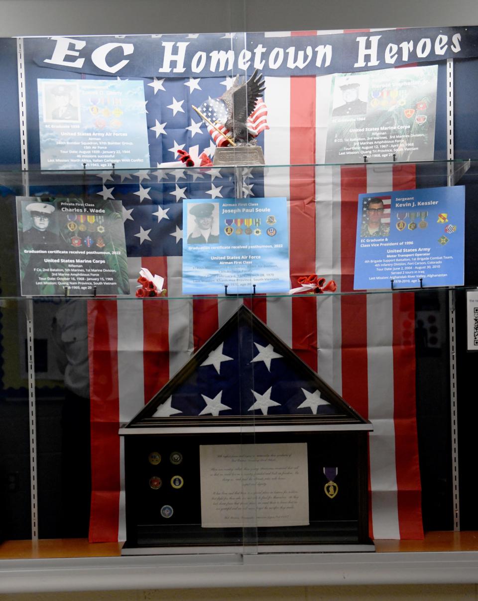 Osnaburg Local Schools and Lowell D. Oberly Post 667 American Legion dedicated a new memorial Friday to honor five East Canton High School veterans who died while in military service.