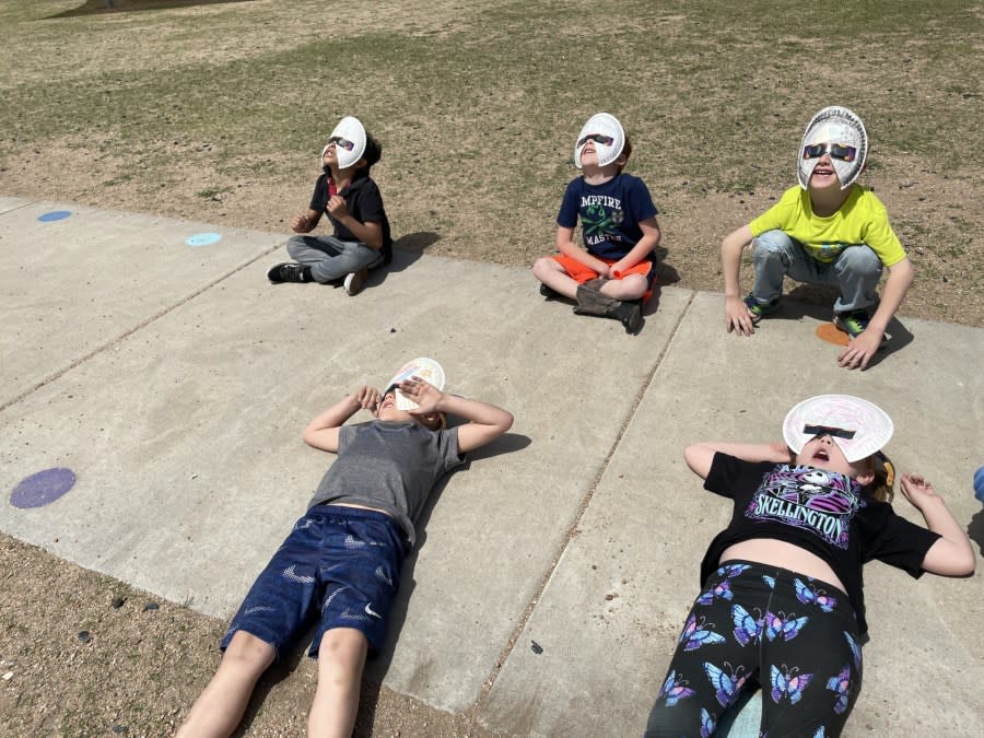 Students viewing the eclipse at McLean Science and Technology Magnet (Courtesy: USD 259)