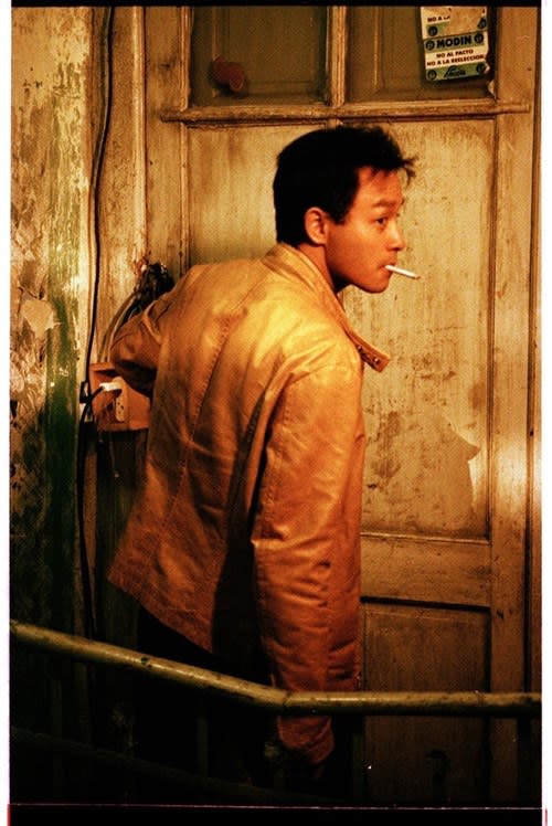 This yellow leather jacket worn by Leslie Cheung in Wong Kar Wai's 'Happy Together' (1997) was auctioned 